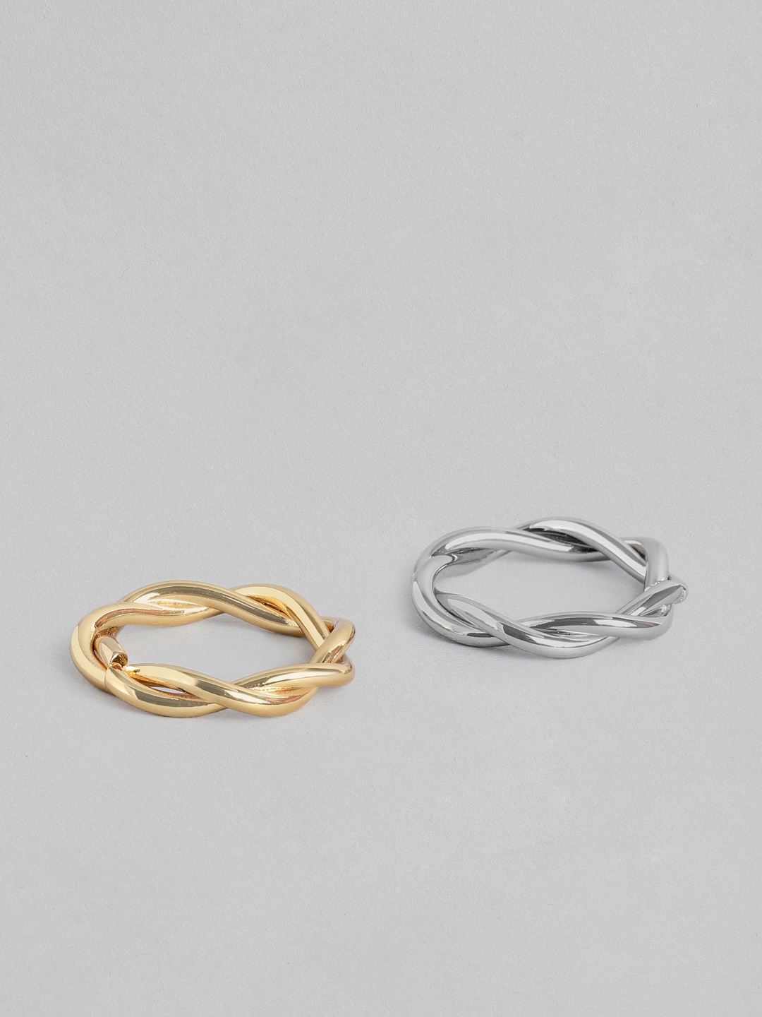 

MANGO Criss-crossed 2 ring set, Silver