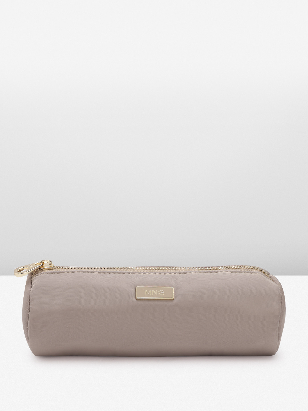 

MANGO Women Brand Logo Detail Bowling Cosmetic Pouch, Beige