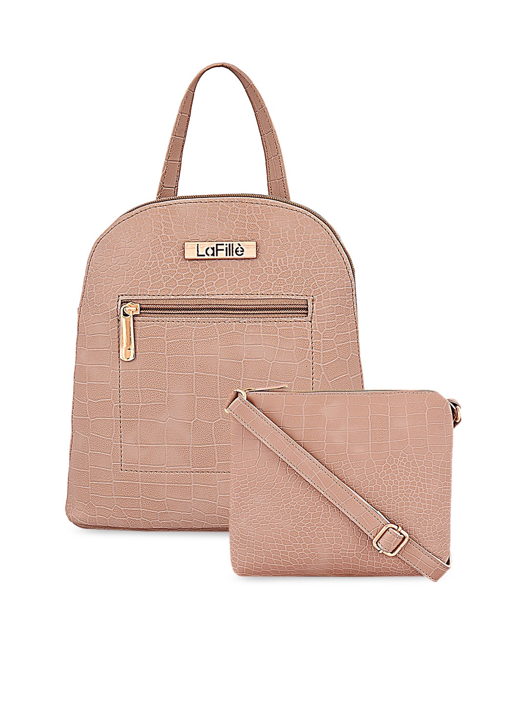 

LaFille Set Of 2 PU Shopper Handheld Bag, Beige