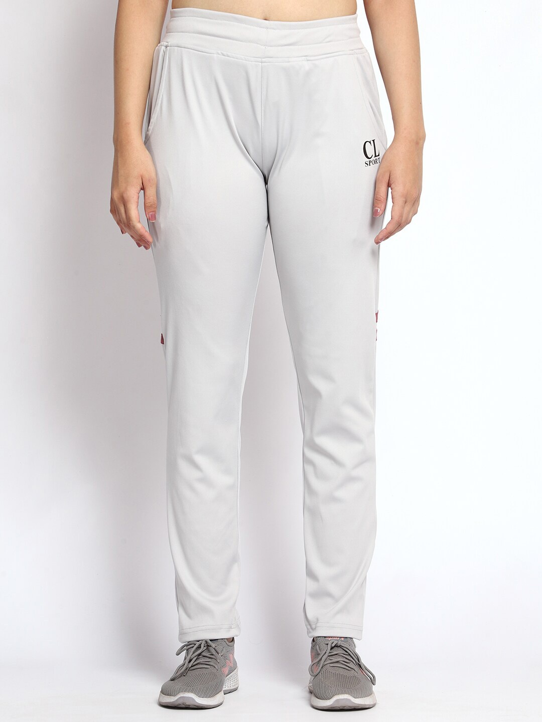 

CL SPORT Women Mid-Rise Rapid-Dry Slim-Fit Track Pants, Grey