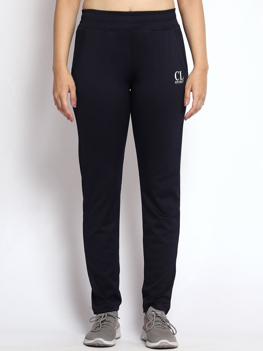 

CL SPORT Women Mid-Rise Rapid-Dry Slim-Fit Track Pants, Navy blue