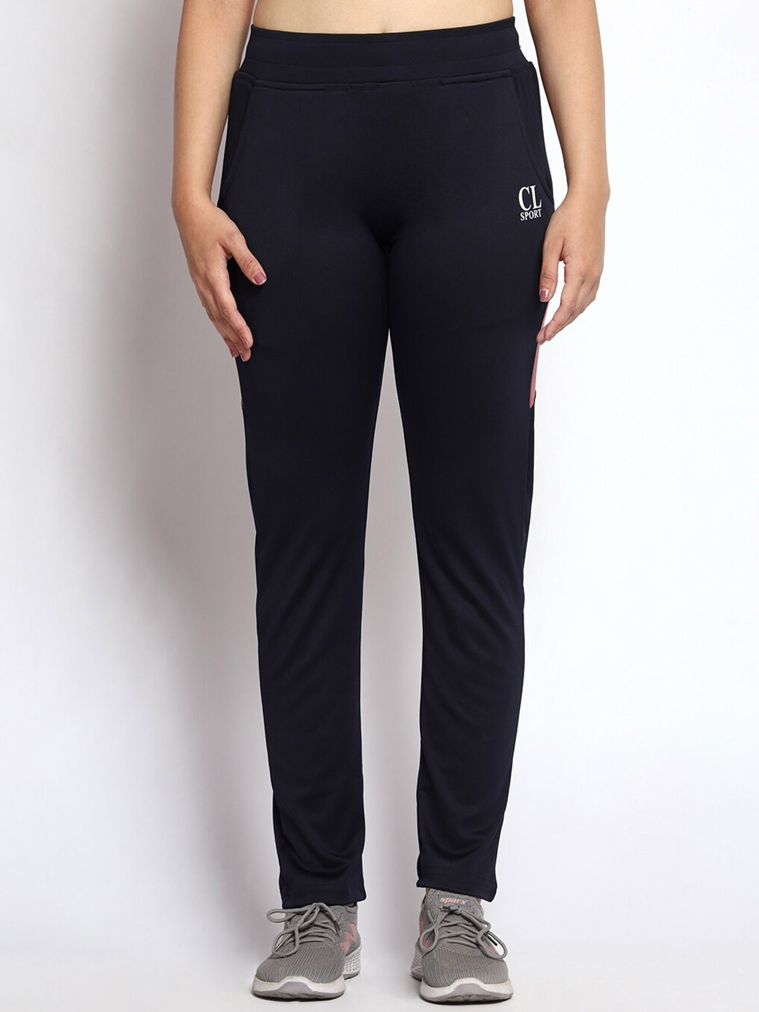 

CL SPORT Women Mid Rise Slim Fit Rapid-Dry Track Pants, Navy blue