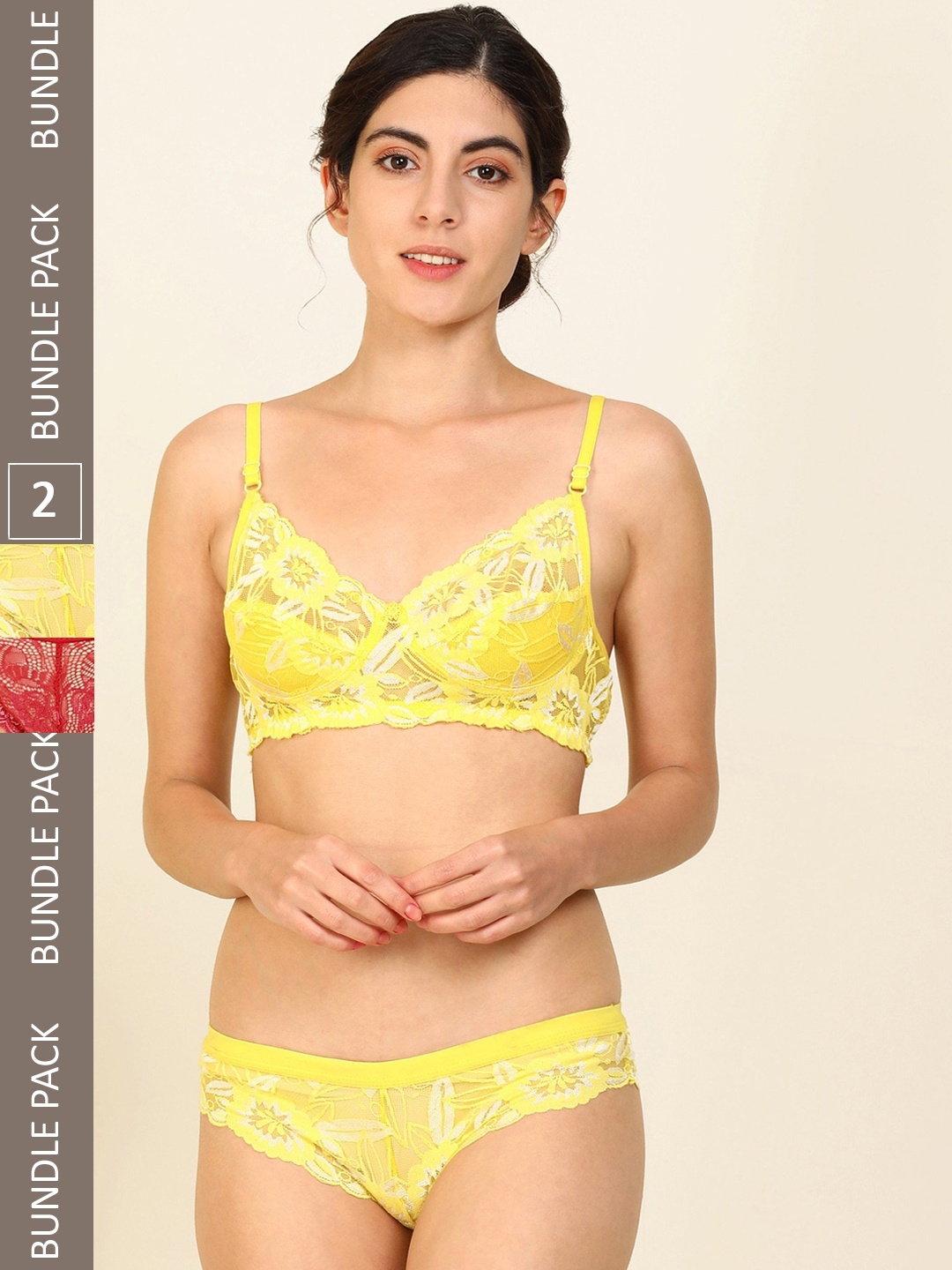

PIBU Pack Of 2 Self-Design Cotton Lingerie Sets, Yellow