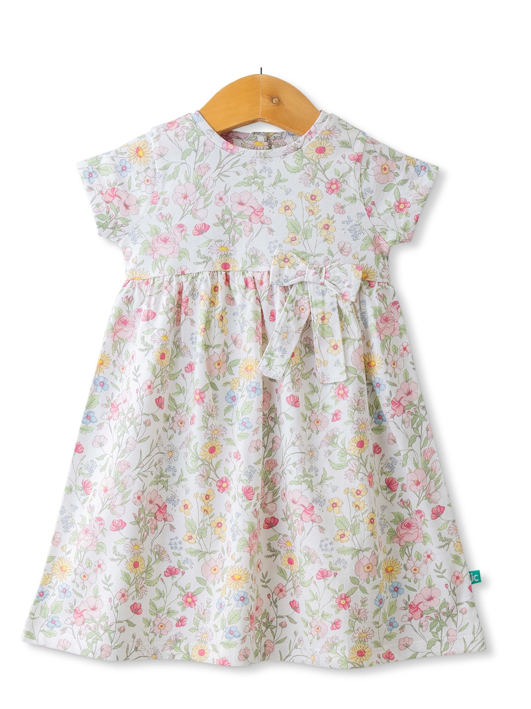 

JusCubs Girls Floral Printed Bow Cotton A-Line Dress, White