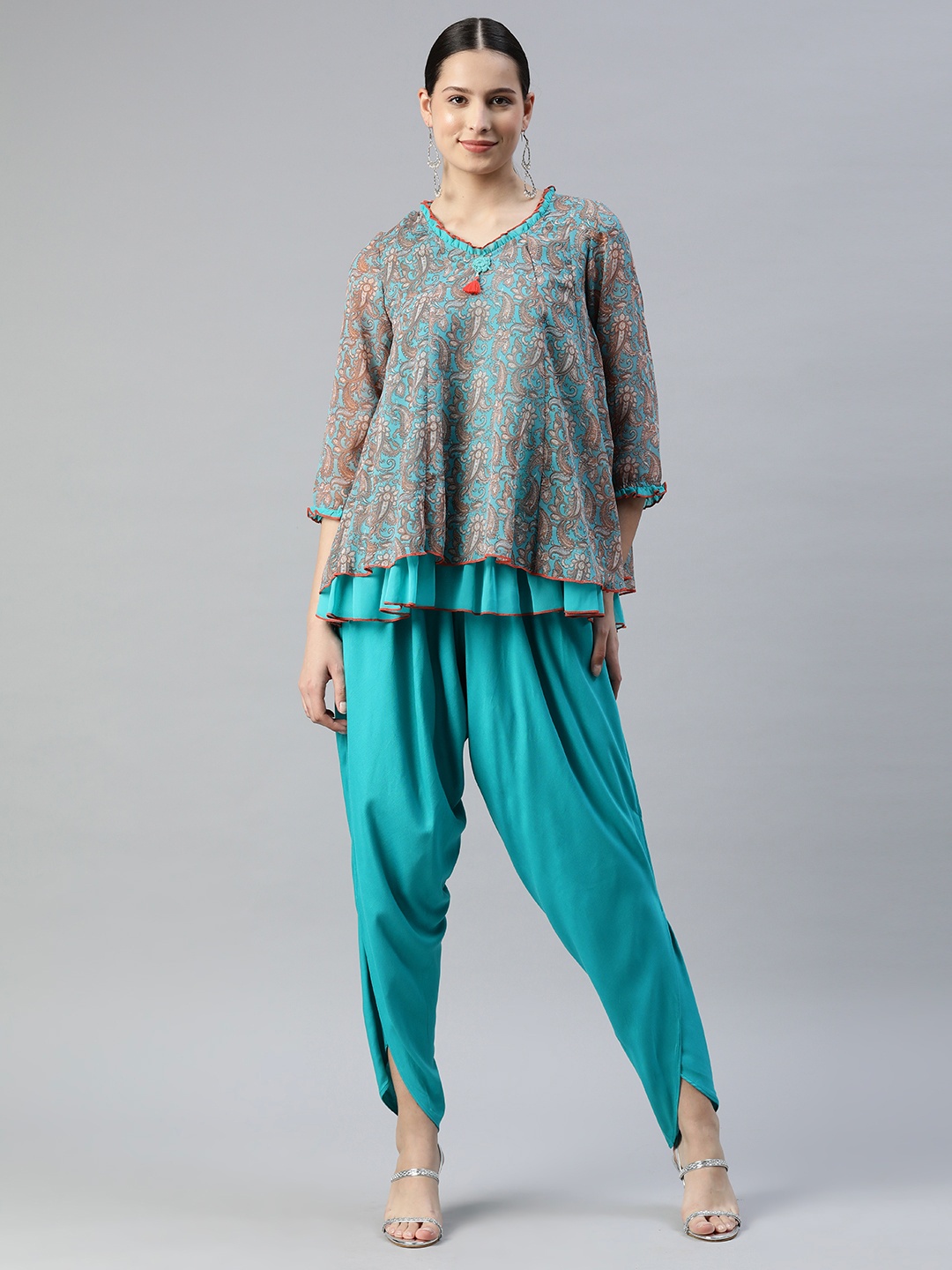 

Nayam By Lakshita Women Printed Co-Ords, Turquoise blue