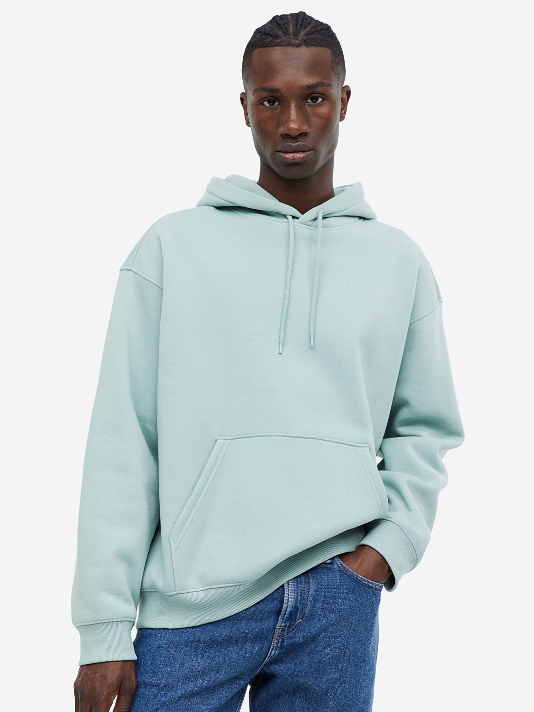

H&M Relaxed Fit Hoodie, Turquoise blue