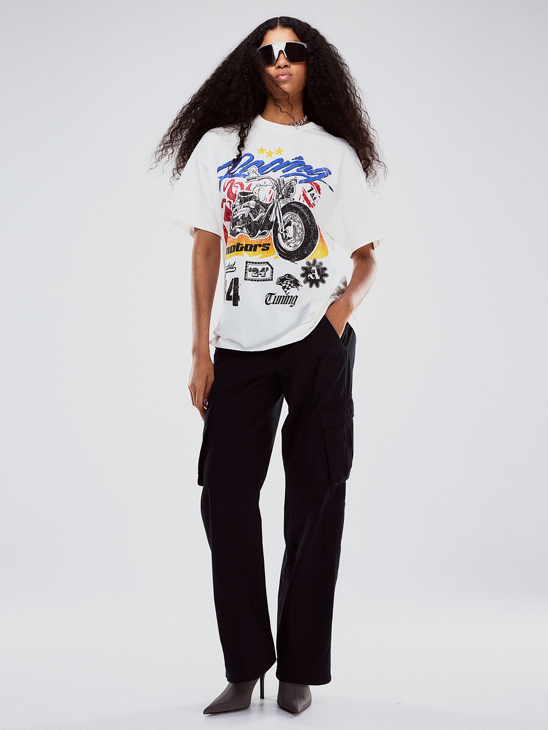 

H&M Oversized Printed T-shirt, White