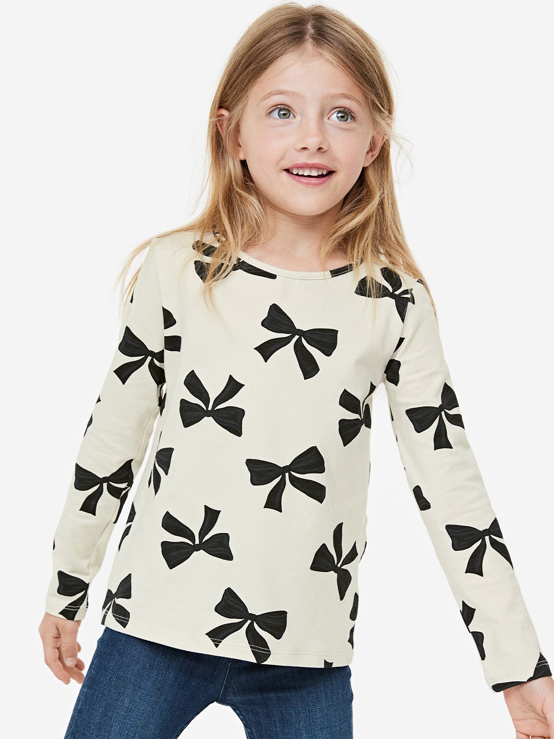 

H&M Girls Printed Jersey Top, White