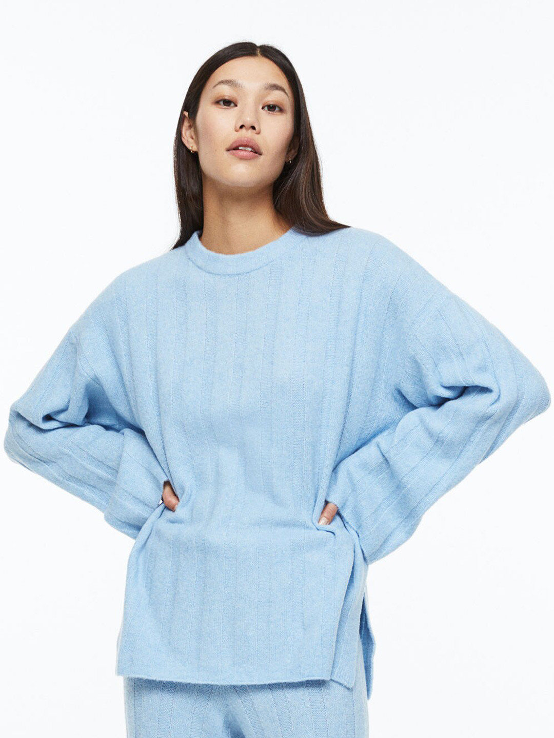 

H&M Oversized Rib-Knit Jumper, Blue