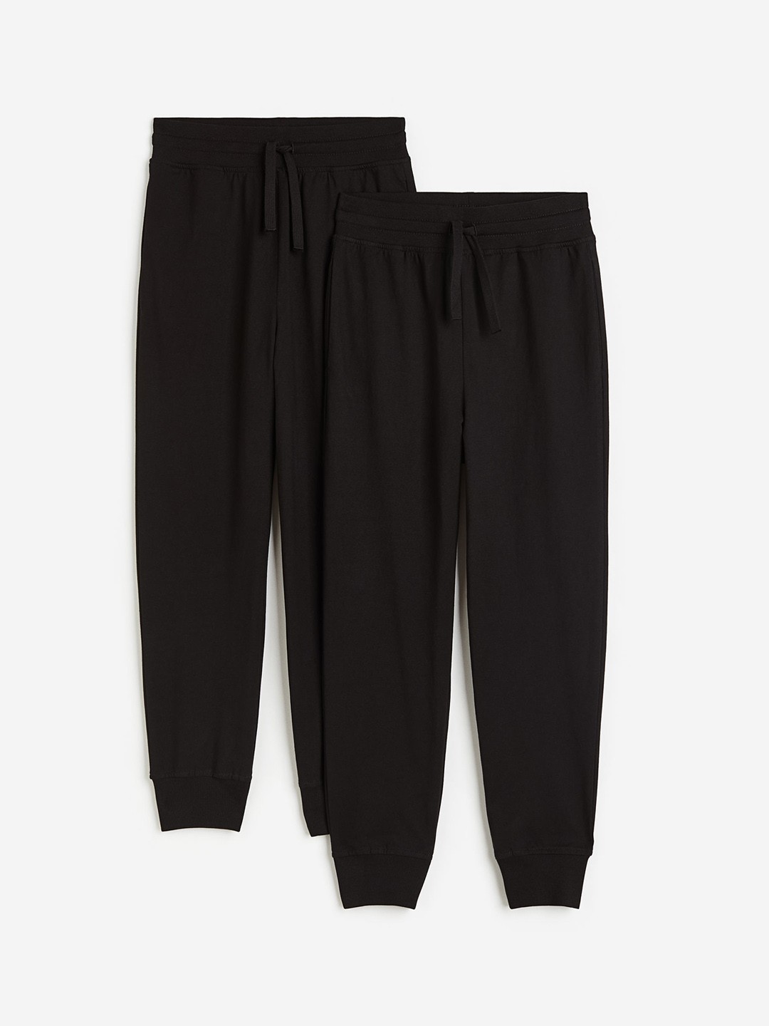 

H&M Boys 2-Pack Cotton Jersey Joggers, Black
