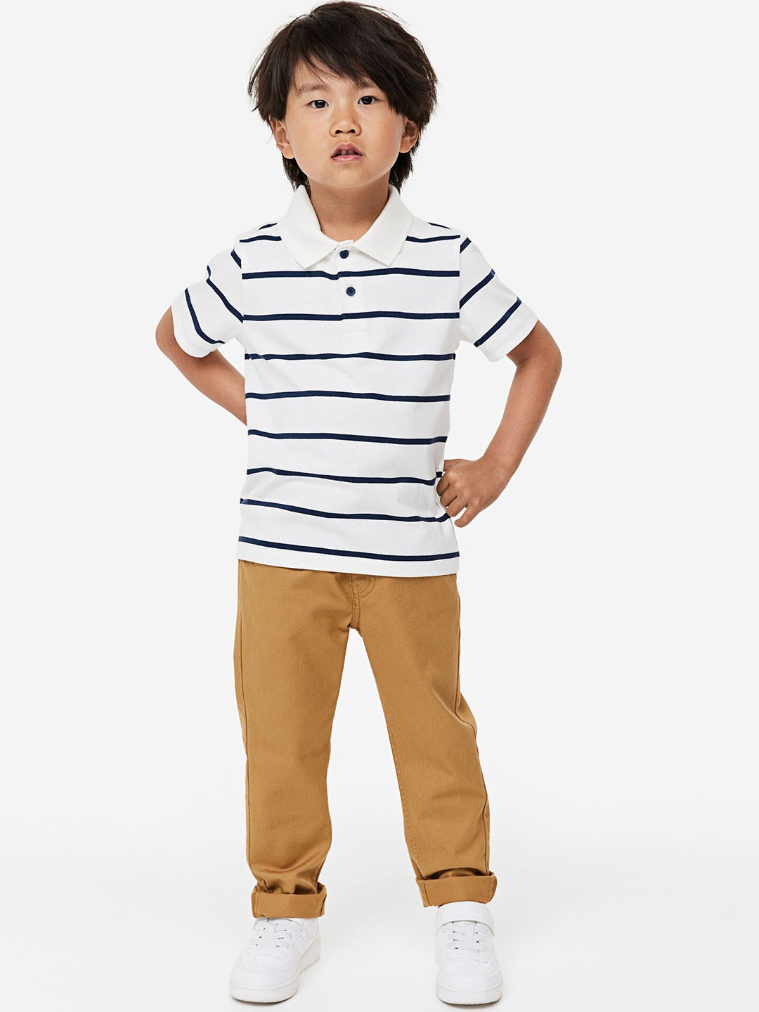 

H&M Boys 3-Pack Cotton Twill Trousers, Beige