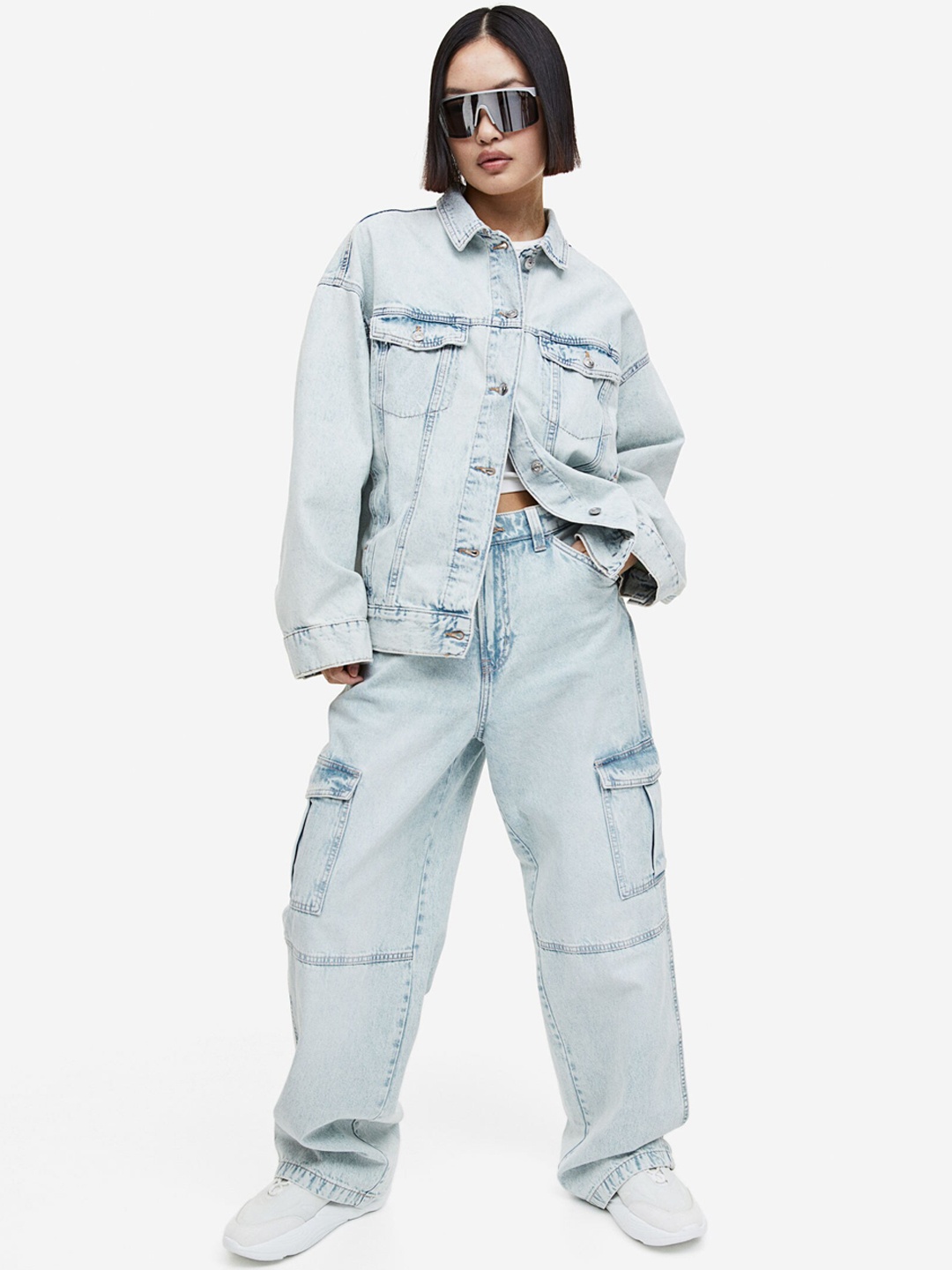 

H&M Pure Cotton Oversized Denim Jackets, Blue
