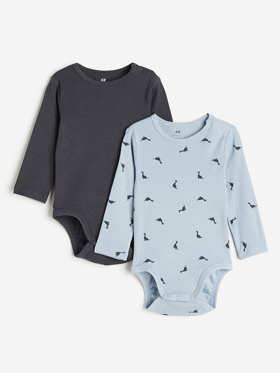 

H&M Boys 2-Pack Long-Sleeved Bodysuits, Blue