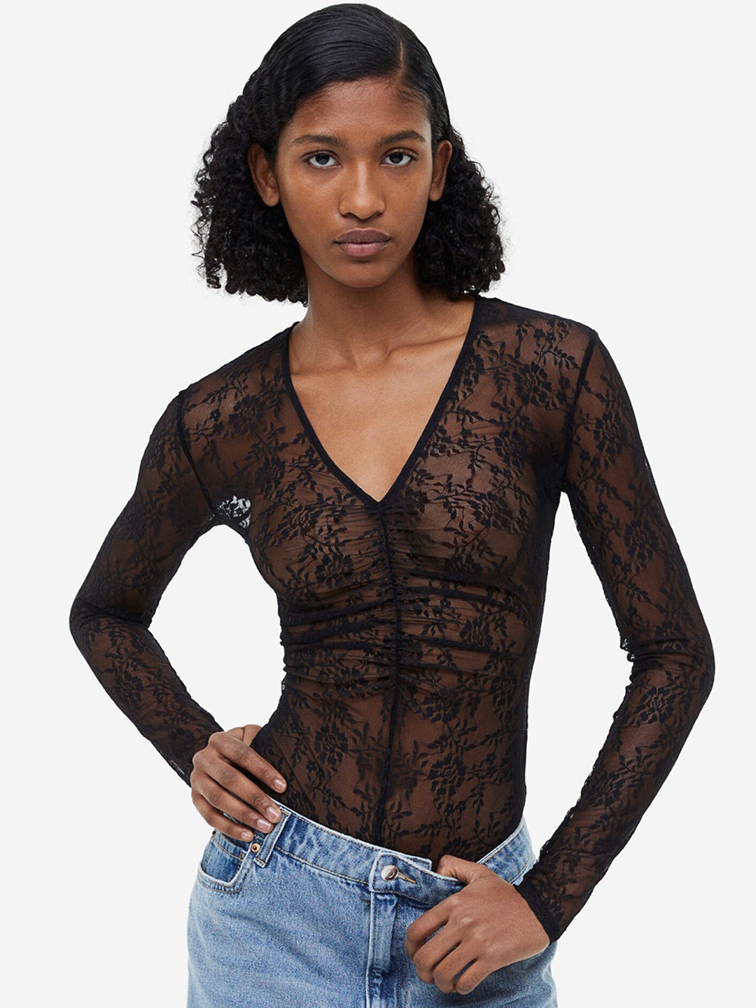 

H&M Lace Thong Body, Black