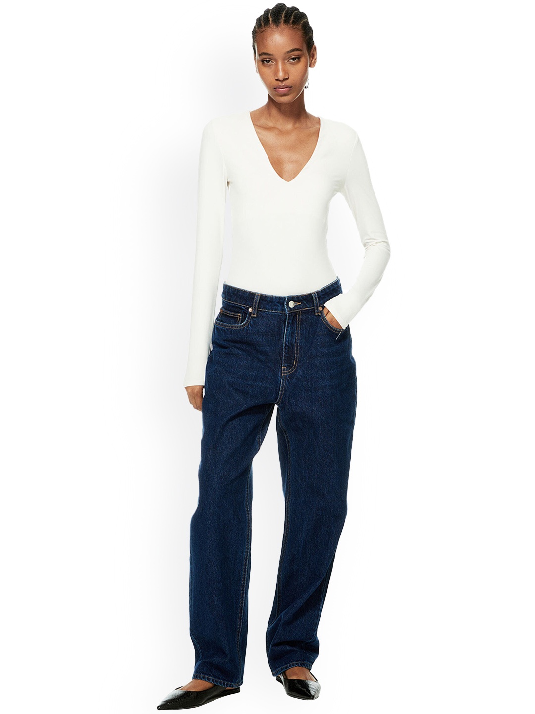 

H&M V-Neck Bodysuit, White