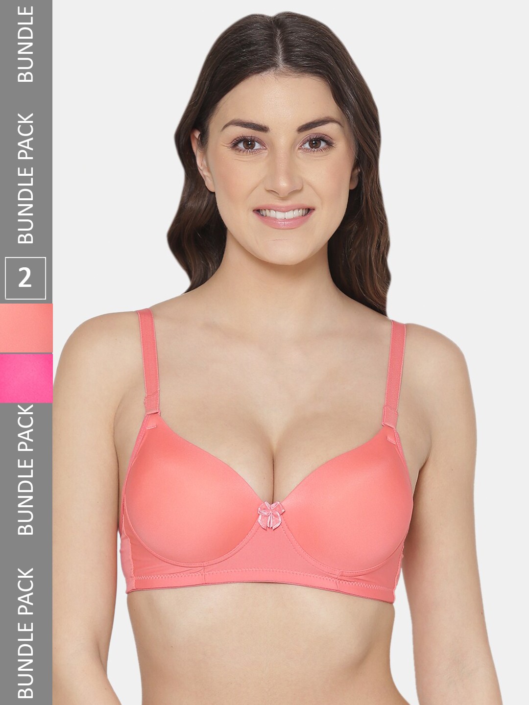 Tweens Pack Of 2 Push-Up Bra All Day Comfort With Medium Coverage Heavily Padded, Coral