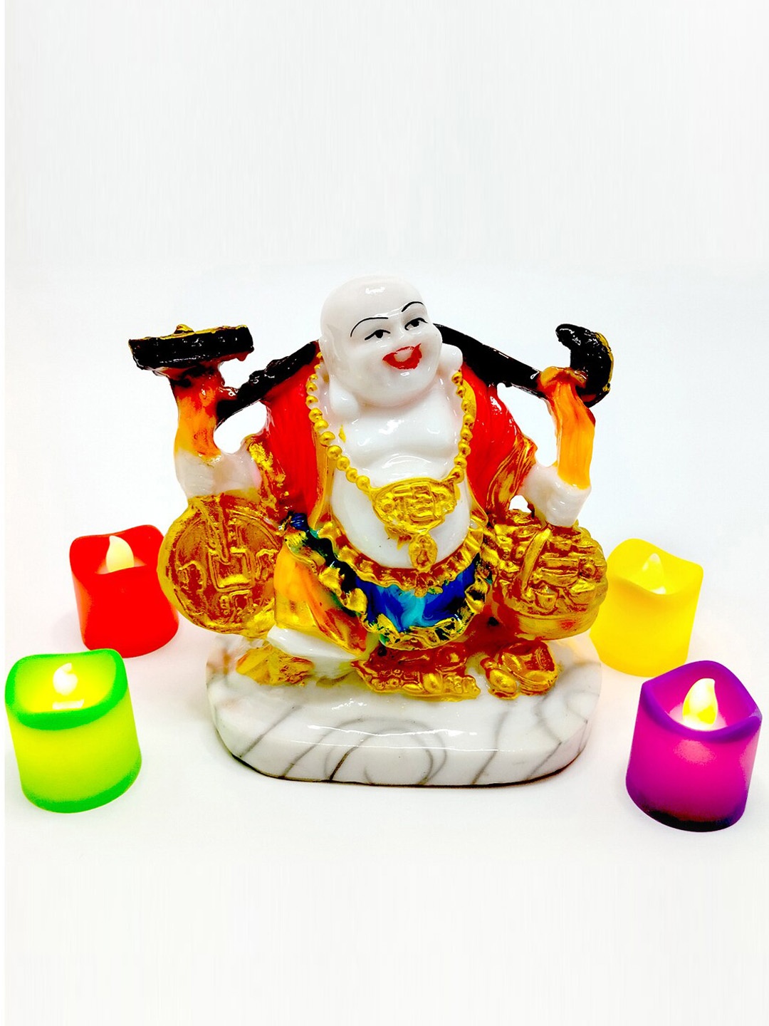 

ZURU BUNCH White & Red Ceramic Buddha Statue Showpiece