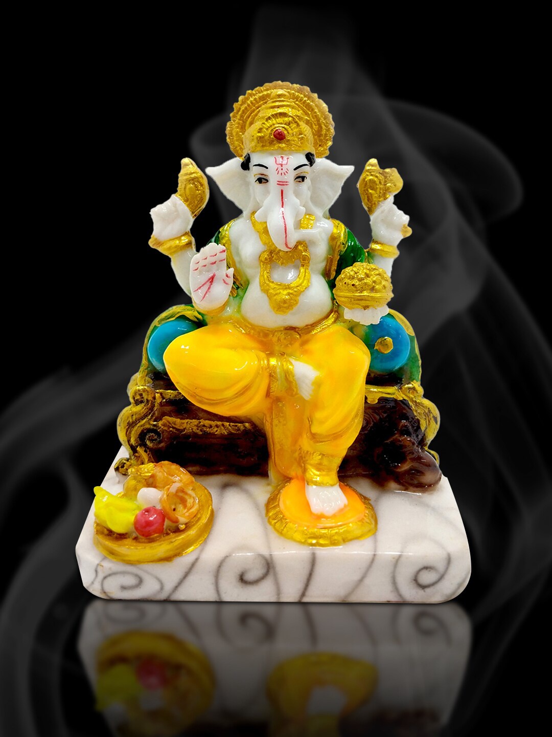 

ZURU BUNCH White & Yellow Ceramic Ganesh Showpiece