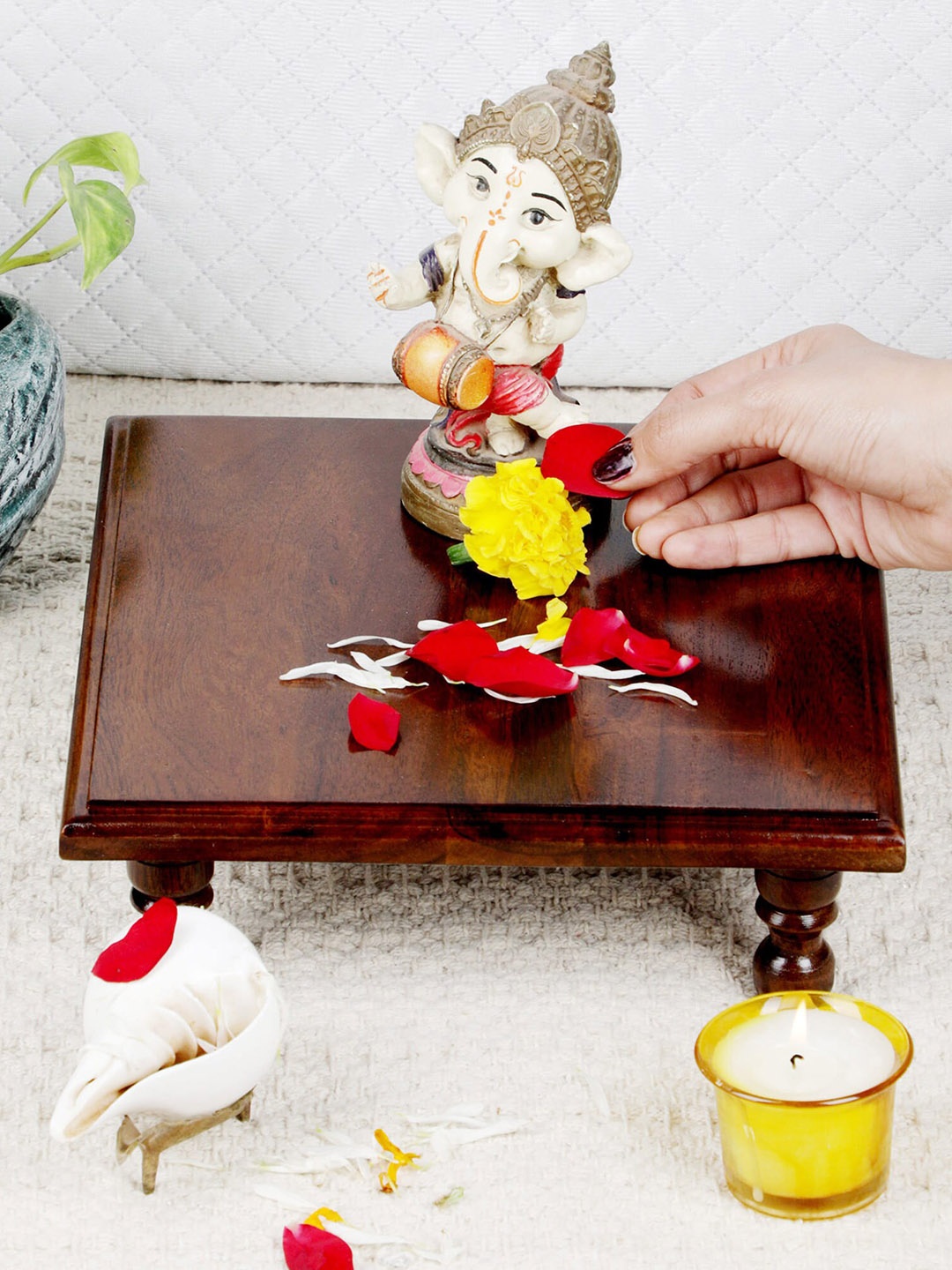 

GLOBALLY INDIAN Brown Wooden High Quality Chowkie