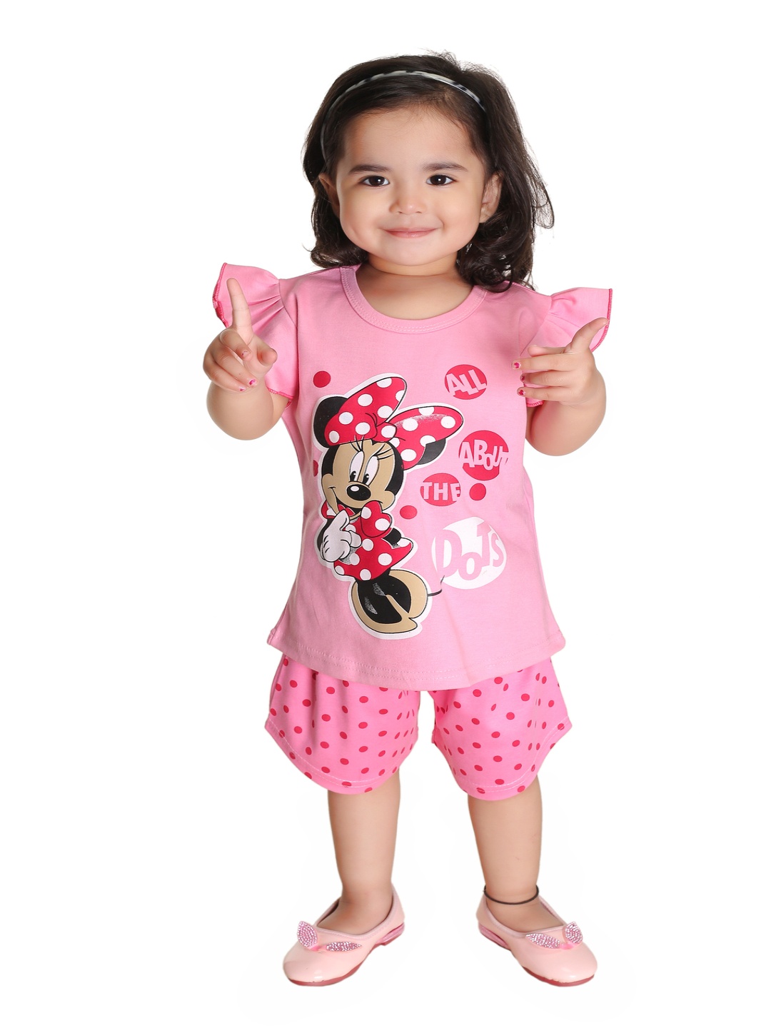

BAESD Girls Printed Top With Shorts, Pink