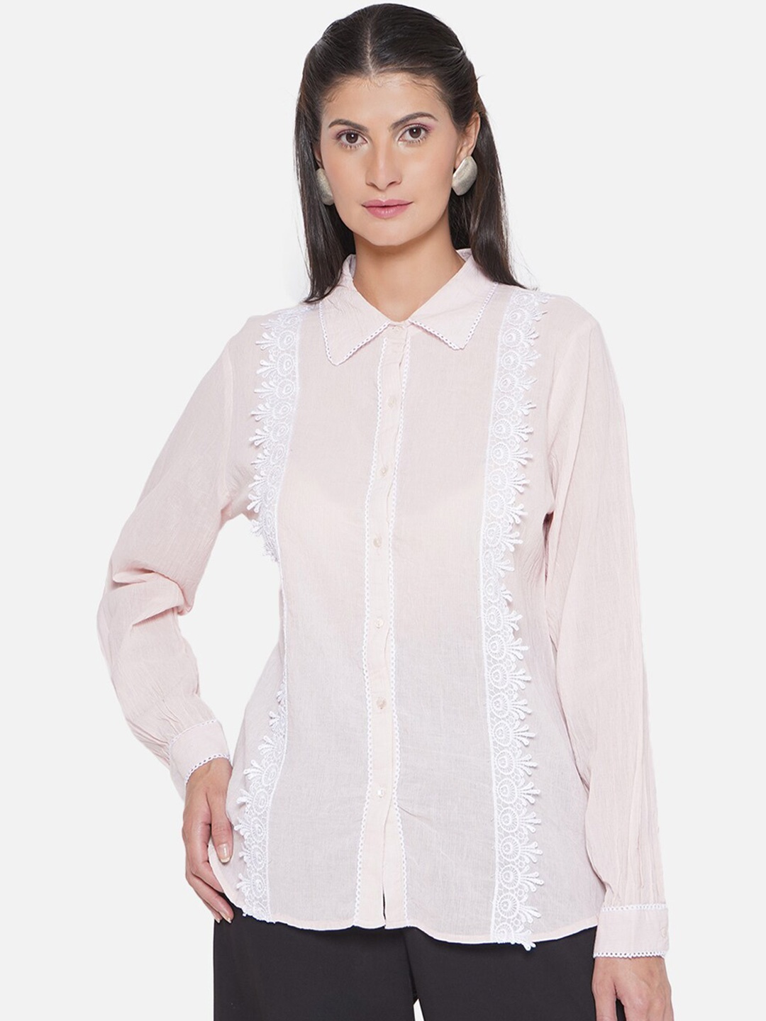 

bellamia Comfort Spread Collar Cotton Casual Shirt, Pink