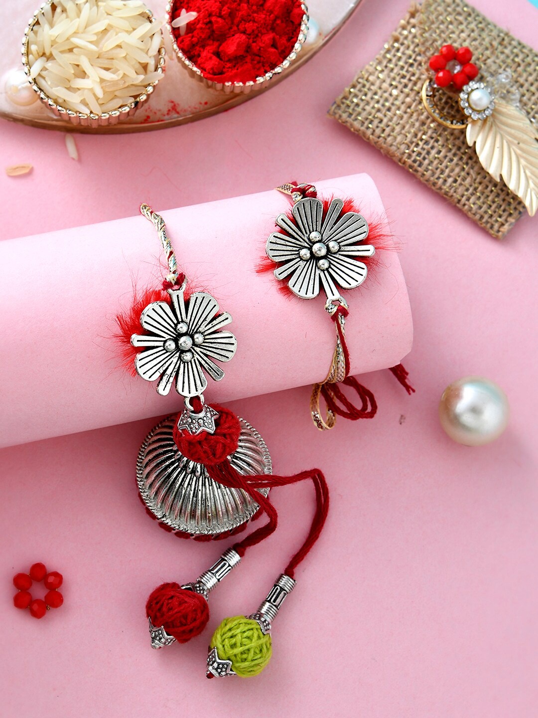 

Aapno Rajasthan Set Of 2 Bhaiya Bhabhi Rakhis, Silver
