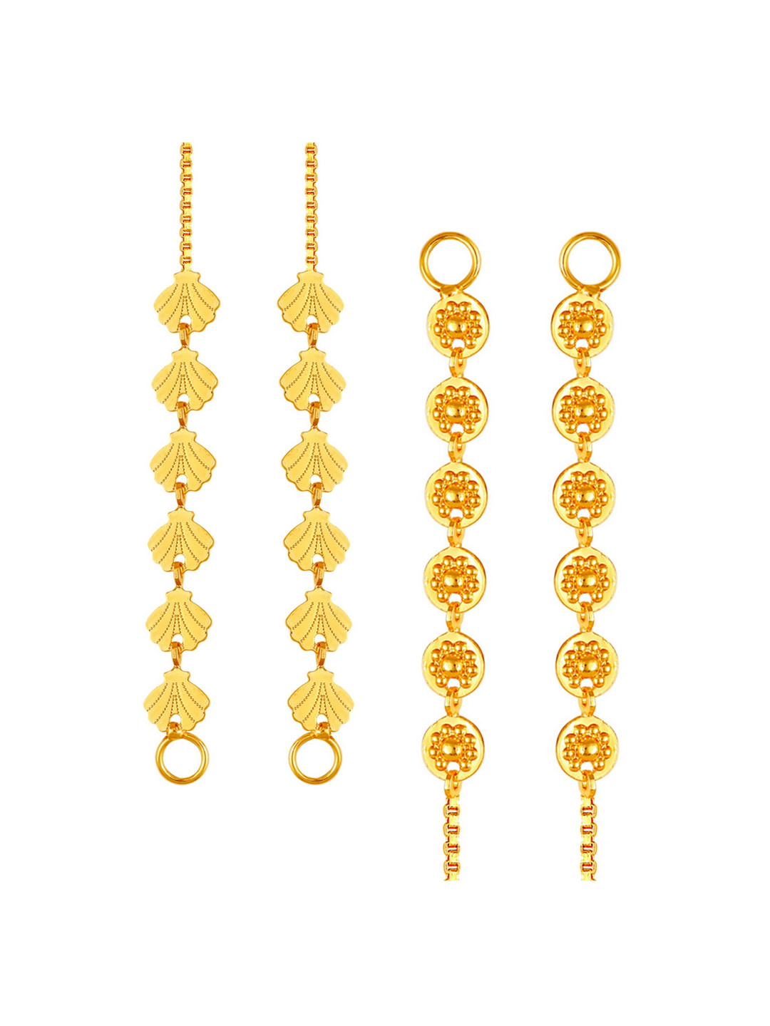 

Vighnaharta Set Of 2 Gold-Plated Floral Ear Chains