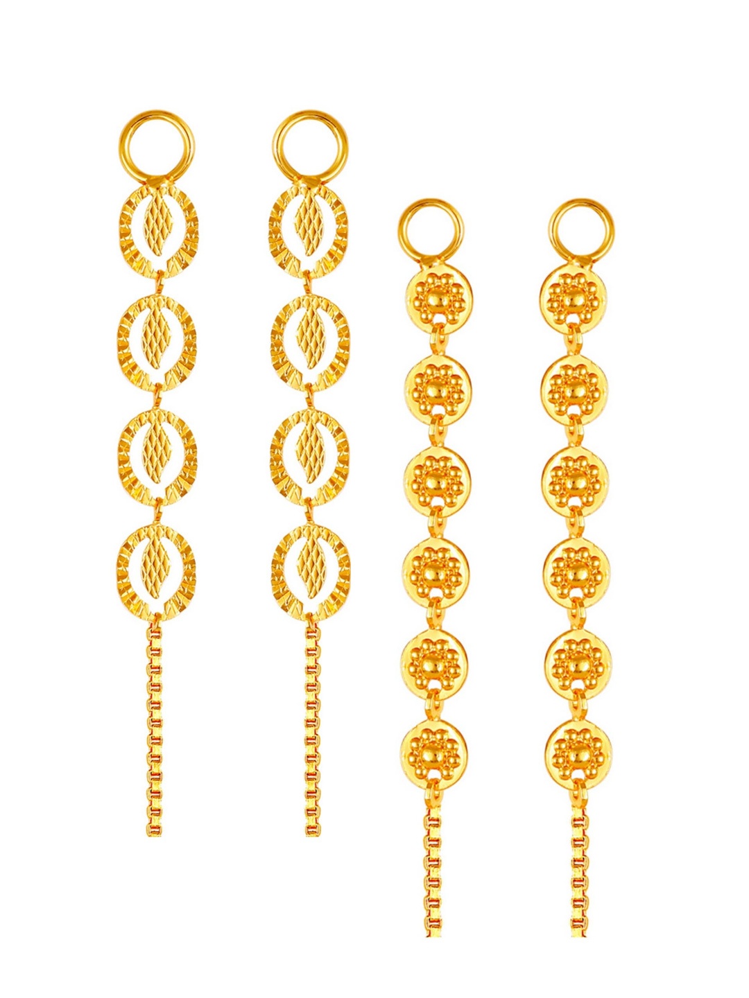 Vighnaharta Set Of 2 Gold-Plated Ear Chain
