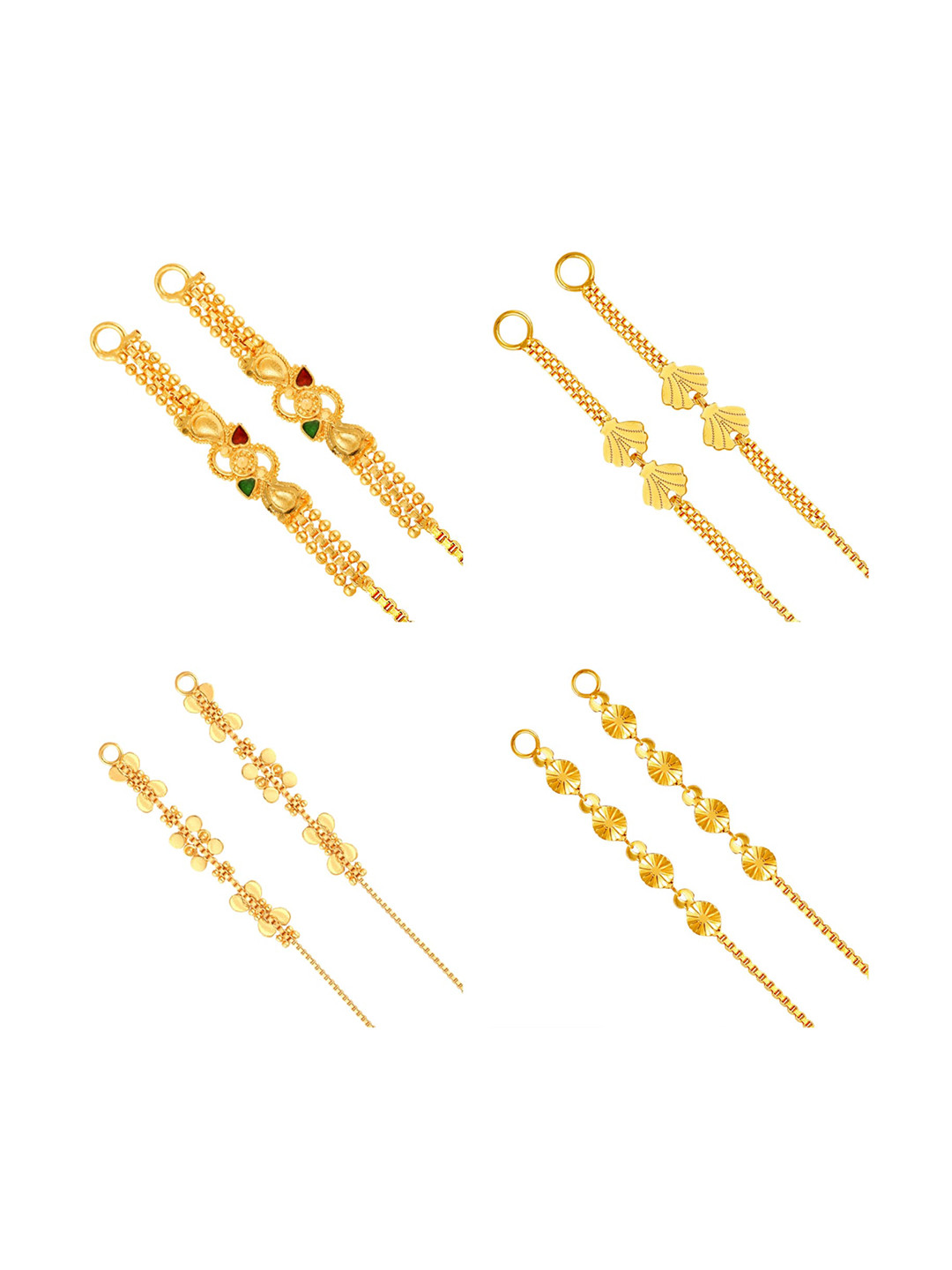 

Vighnaharta Set Of 4 Gold-Plated Ear Chain