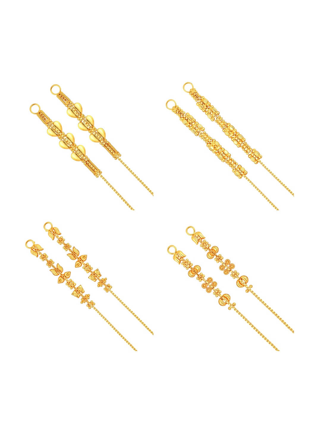 

Vighnaharta Set Of 4 Gold-Plated Ear Cuff Ear Chain