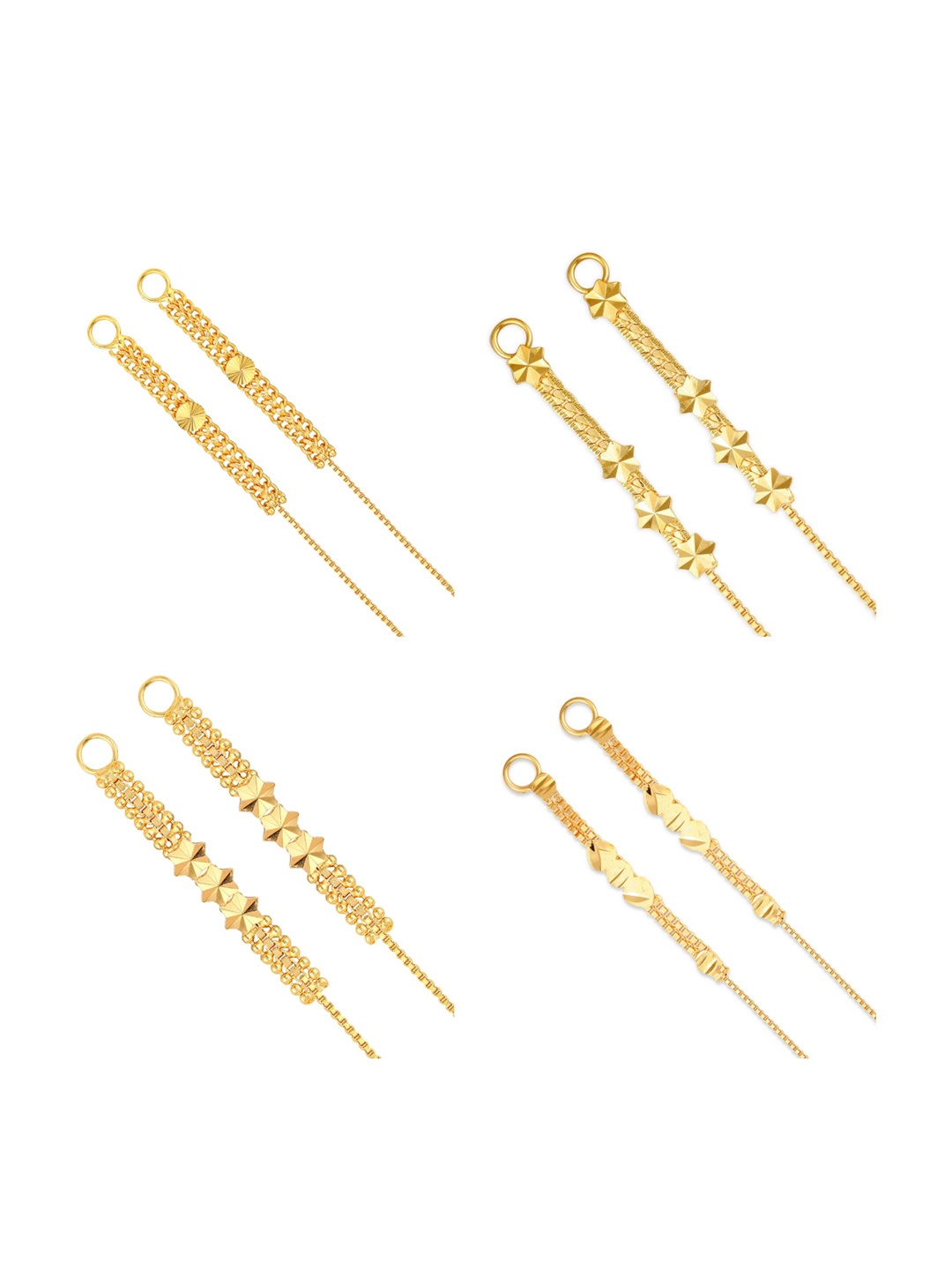 

Vighnaharta Set Of 4 Gold-Plated Ear Cuff Ear Chain