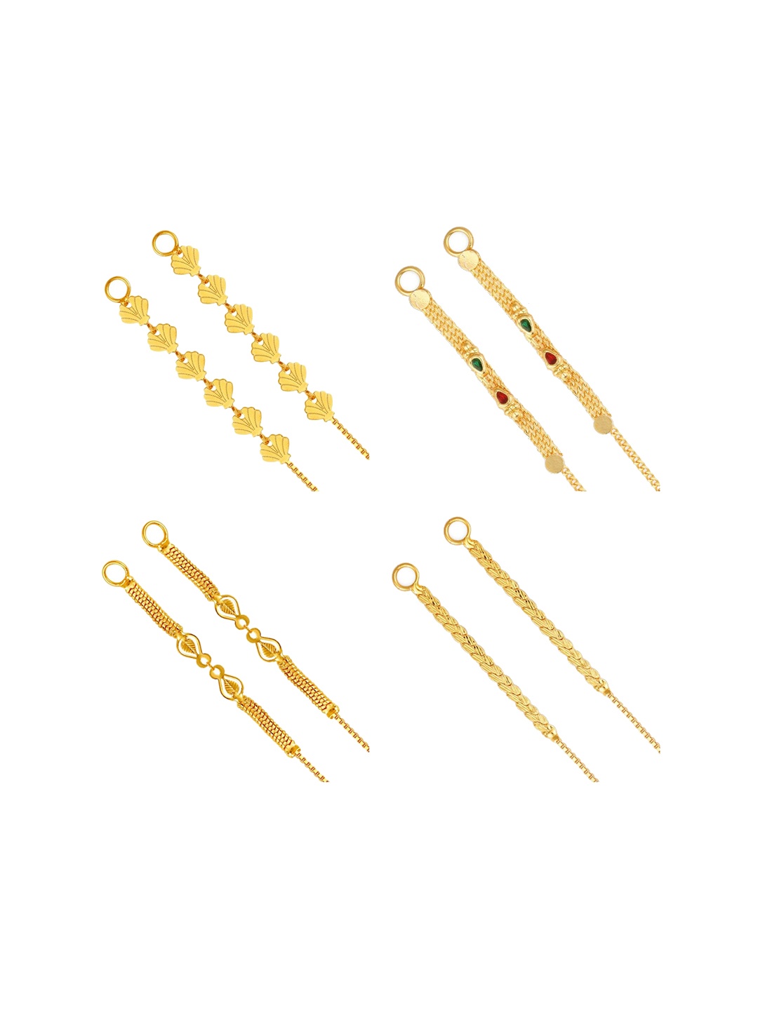 

Vighnaharta Set Of 4 Gold-Plated Ear Cuff Ear Chain