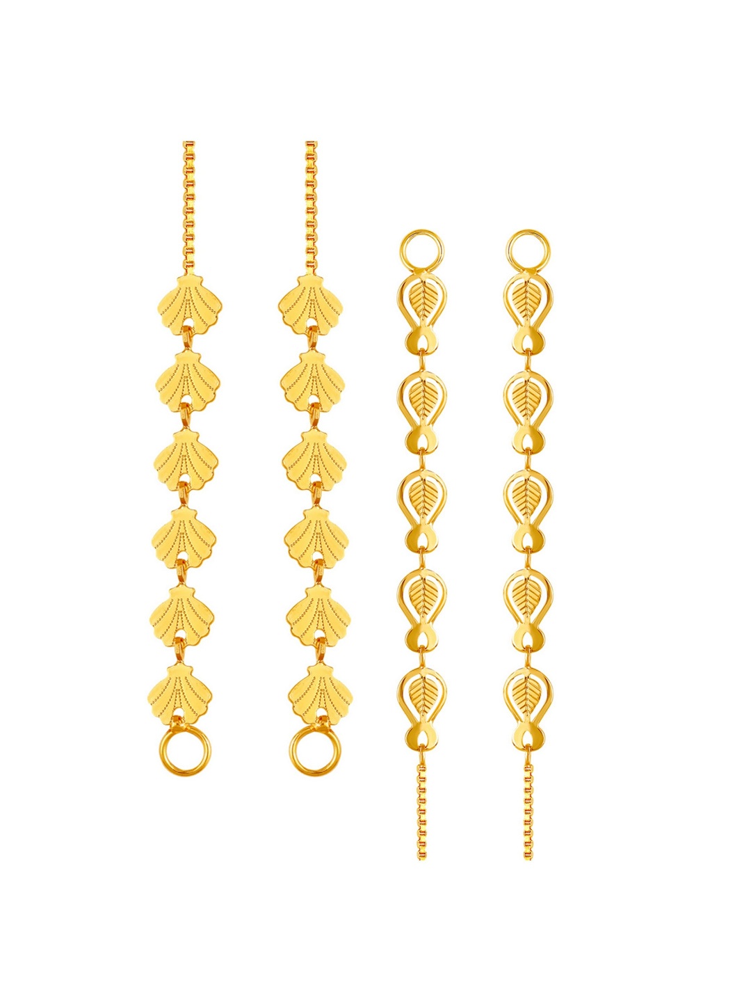 

Vighnaharta Set Of 2 Gold-Plated Floral Ear Chains