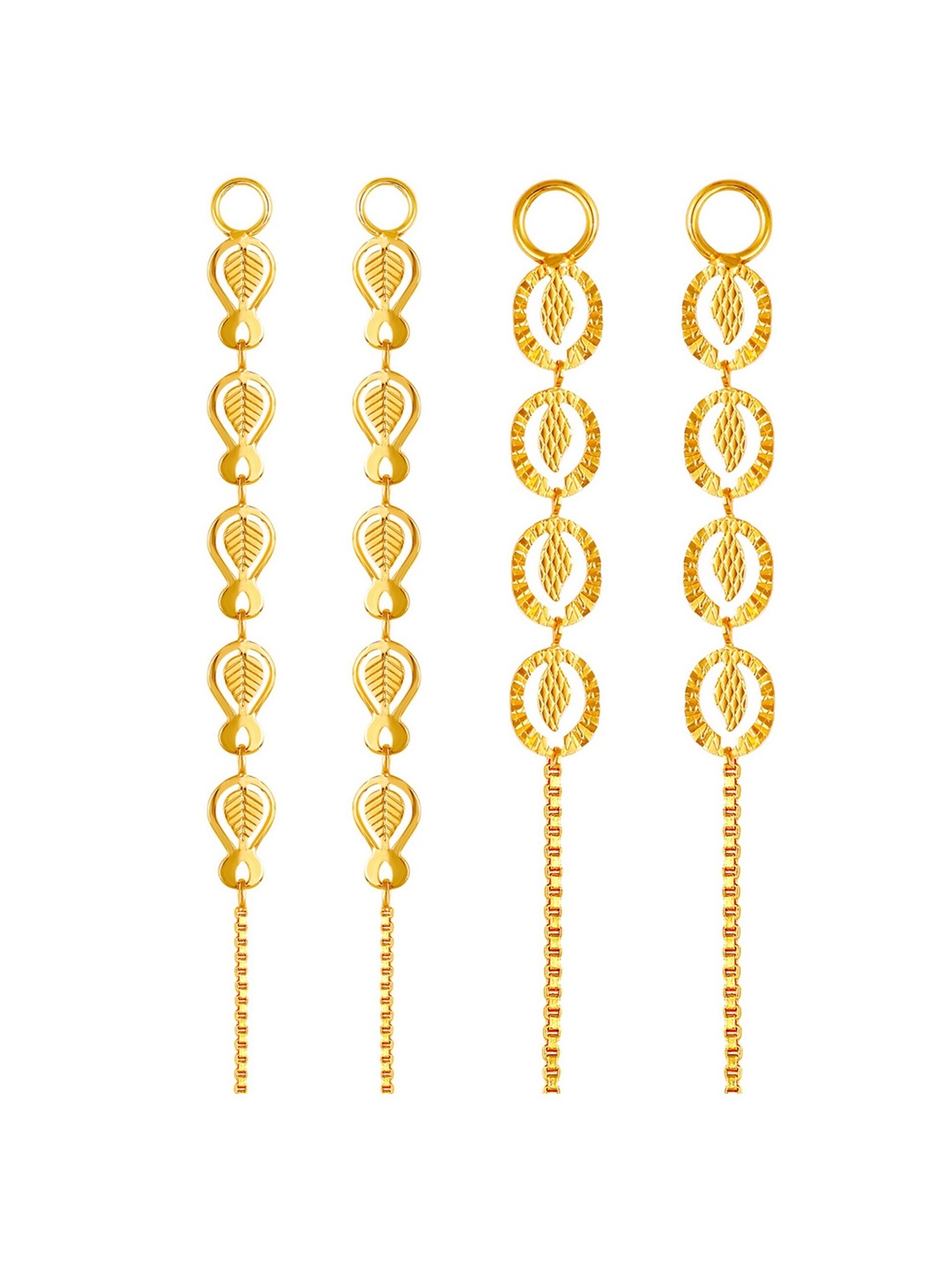 Vighnaharta Set Of 2 Gold-Plated Floral Ear Chains