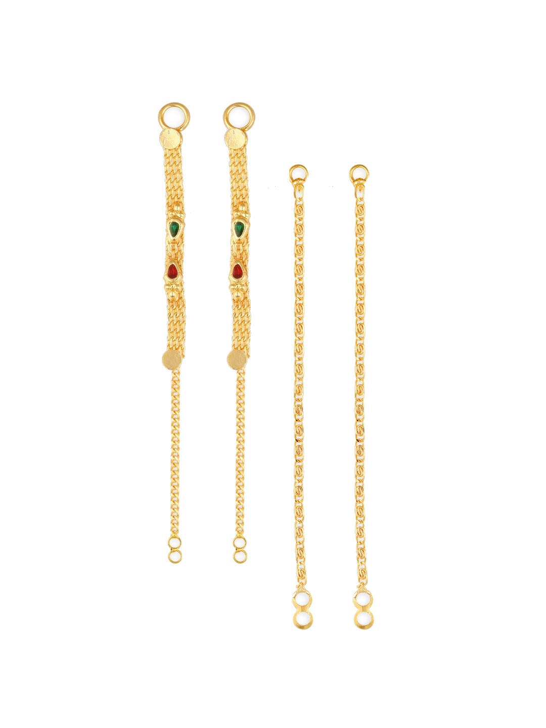 

Vighnaharta Set Of 2 Gold-Plated Floral Ear Chains