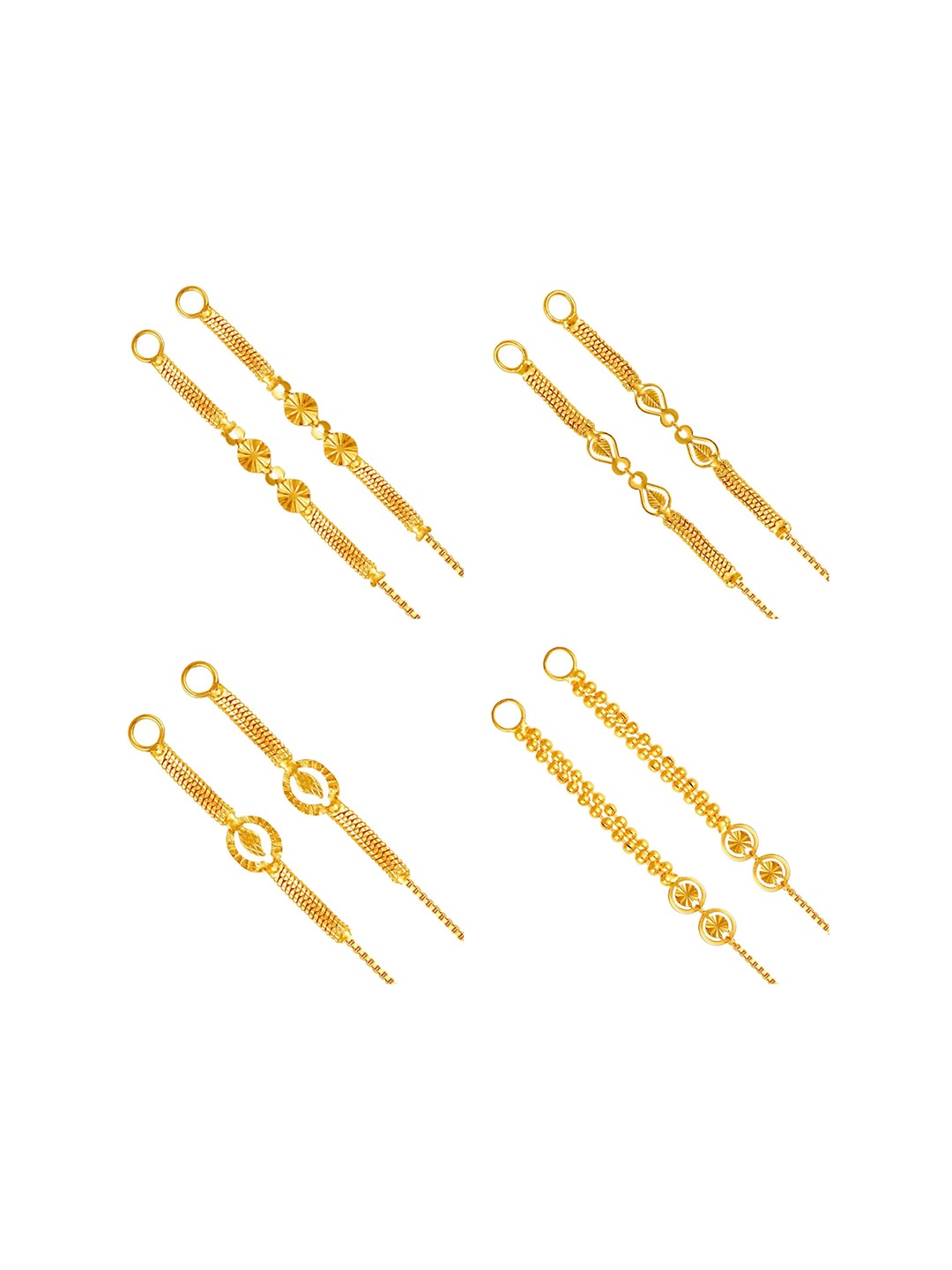 

Vighnaharta Set Of 4 Gold-Plated Floral Ear Cuff Earrings