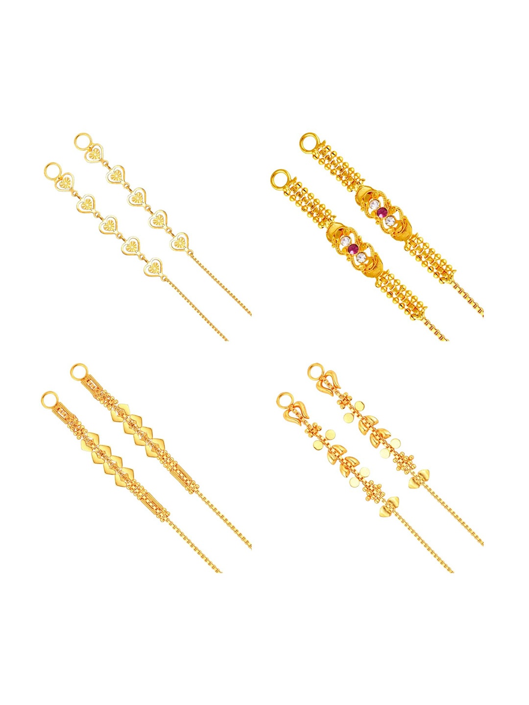 

Vighnaharta Set Of 4 Gold-Plated Geometric Drop Earrings