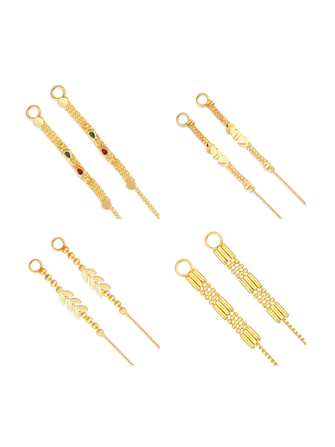 

Vighnaharta Set Of 4 Gold-Plated Geometric Drop Earrings