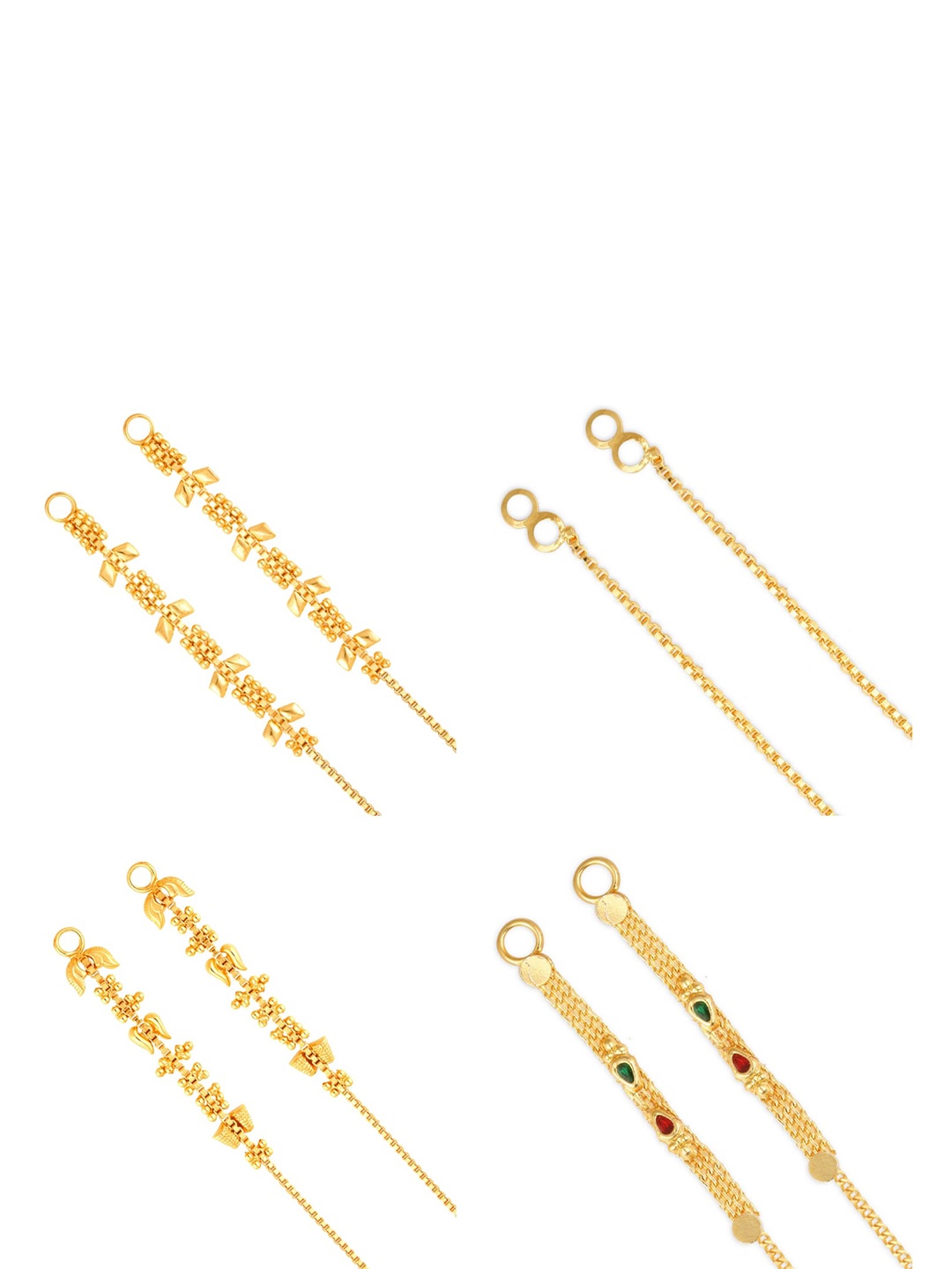 

Vighnaharta Set of 4 Gold-Plated Floral Ear Cuff Earrings