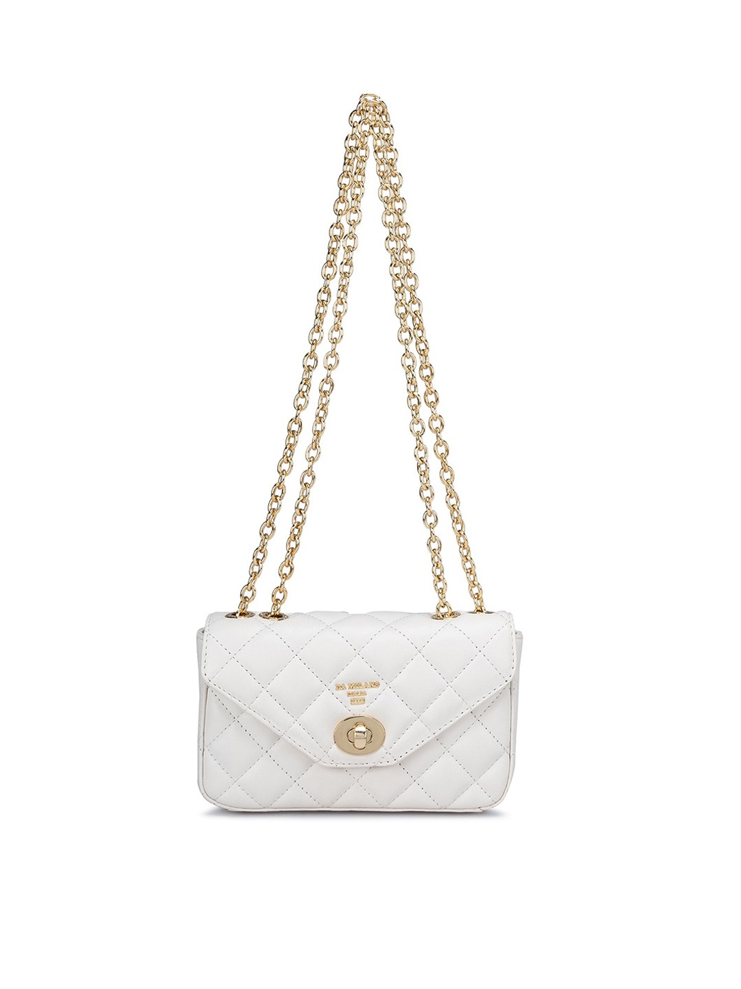 

Da Milano Leather Structured Sling Bag with Quilted Detail, White