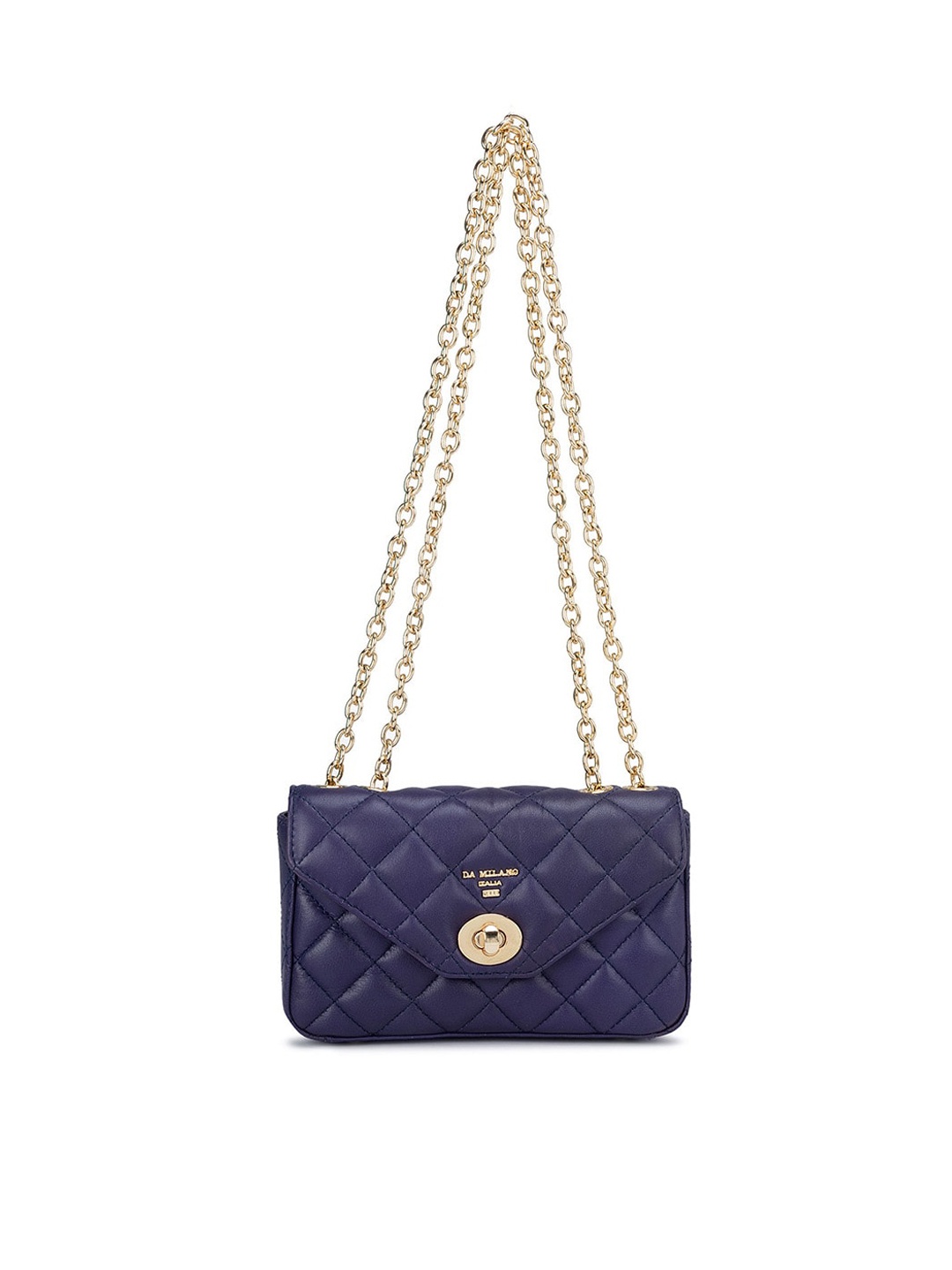 

Da Milano Leather Structured Sling Bag with Quilted Detail, Purple