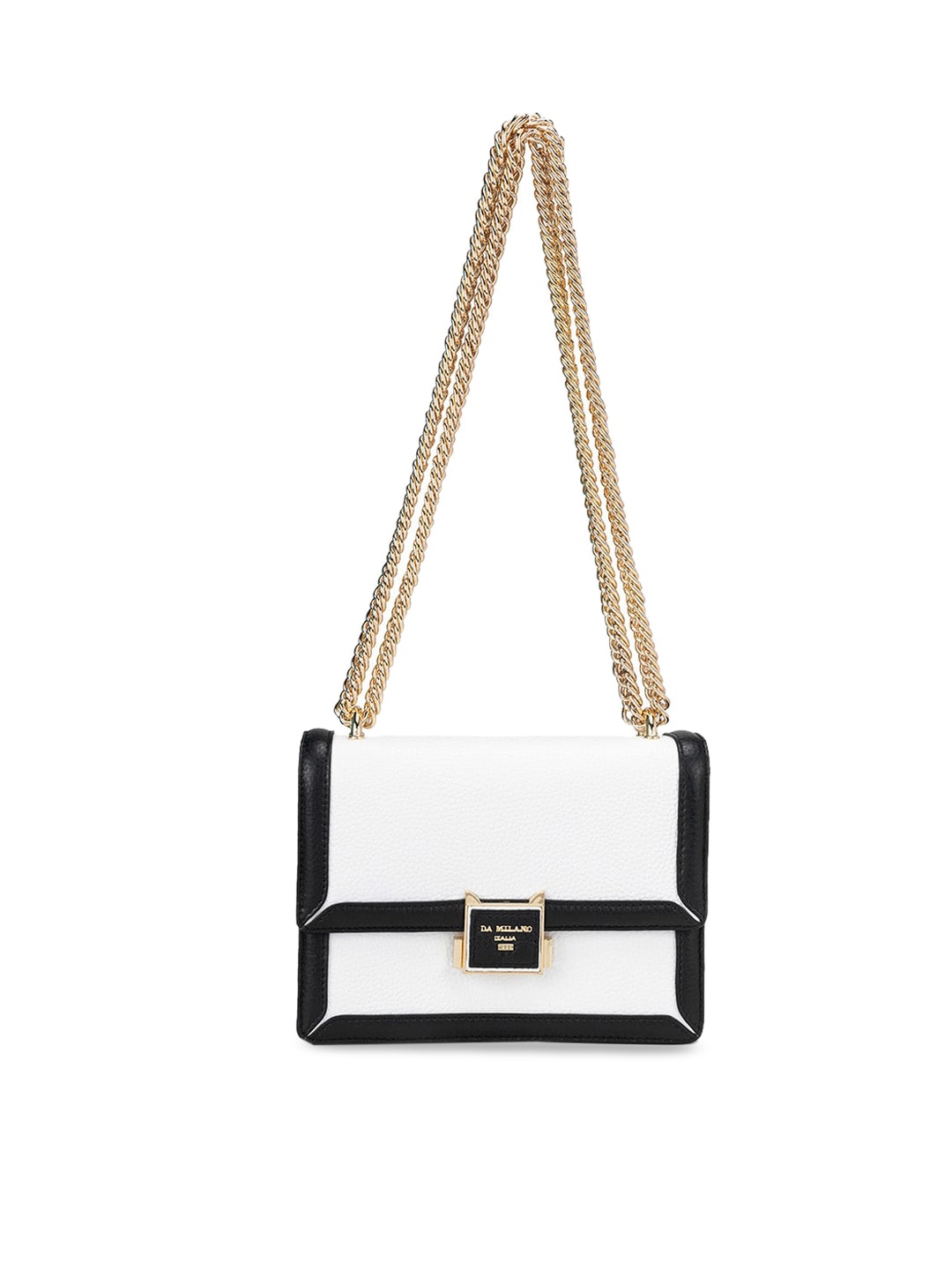 

Da Milano Textured Leather Structured Sling Bag, White