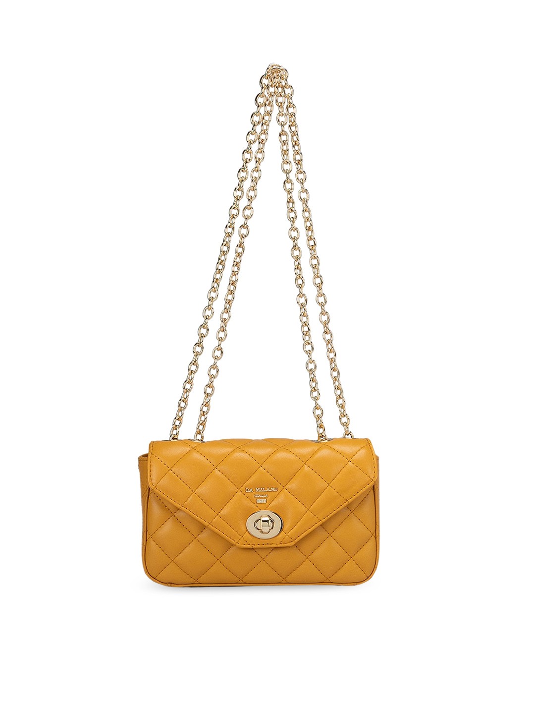 

Da Milano Leather Structured Sling Bag with Quilted Detail, Yellow