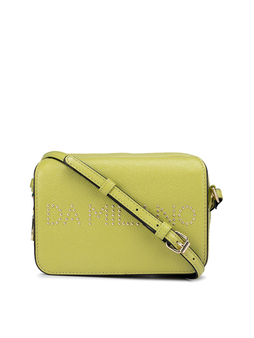 

Da Milano Embellished Leather Structured Sling Bag, Yellow