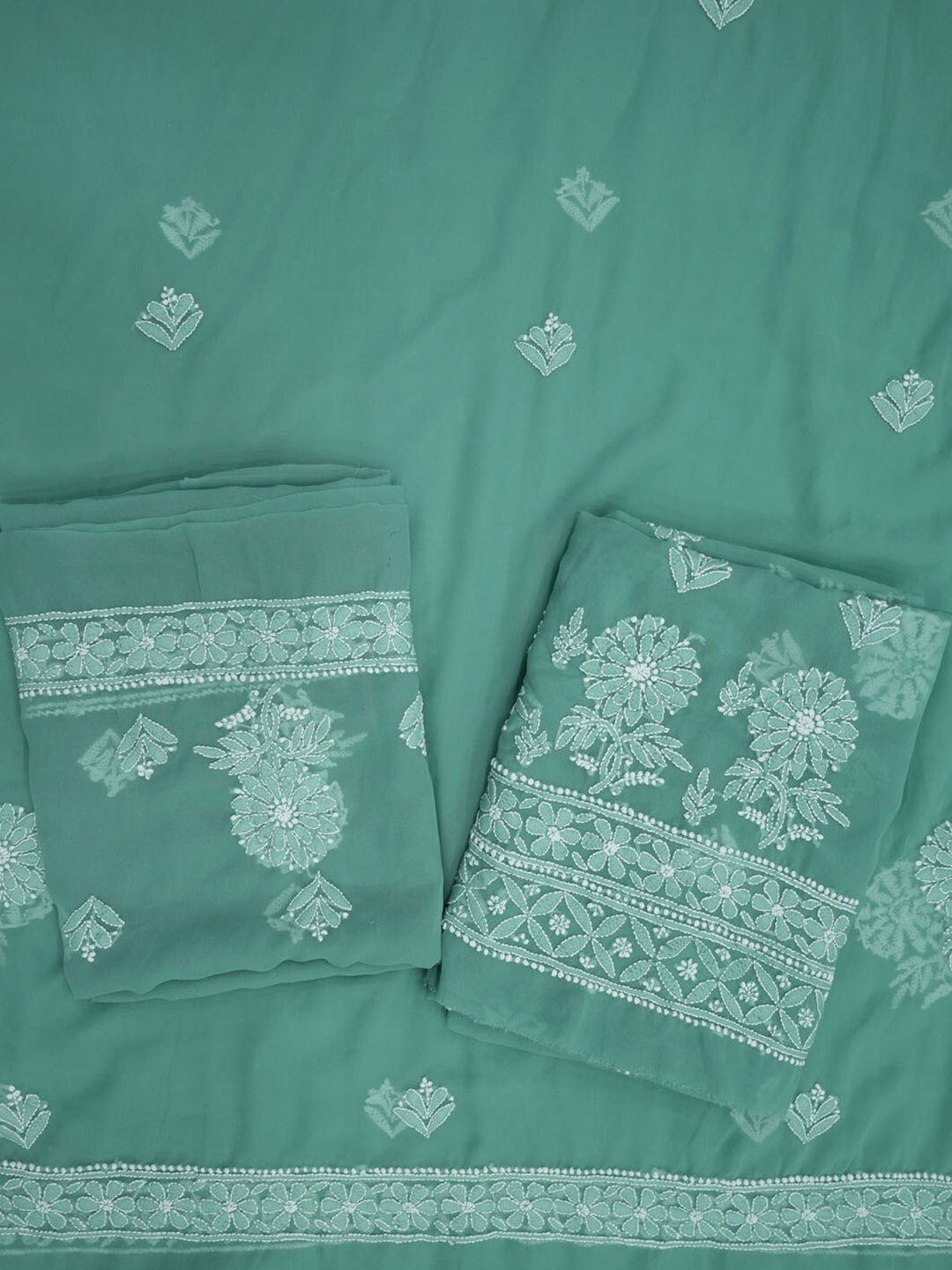 

PARAMOUNT CHIKAN Chikankari Embroidered Unstitched Dress Material, Green