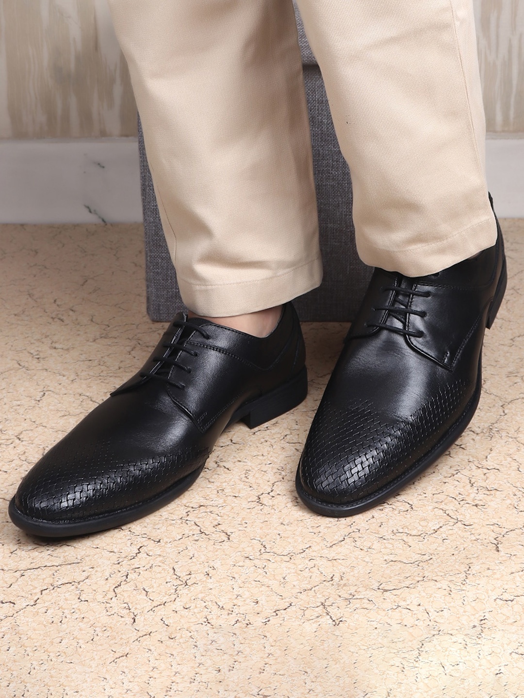 

TOP BRASS Men Leather Formal Derbys, Black