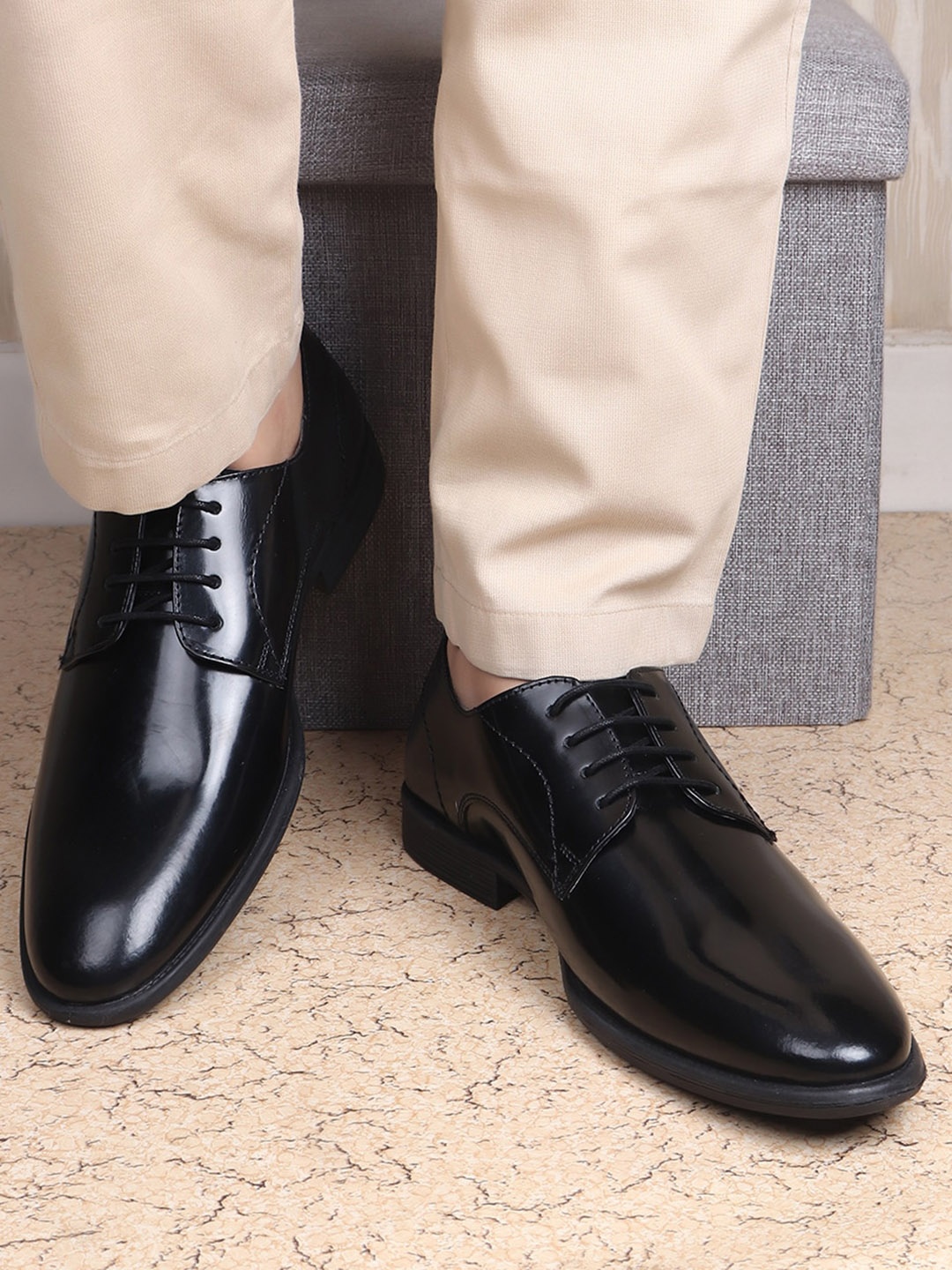 

TOP BRASS Men Leather Formal Derbys, Black