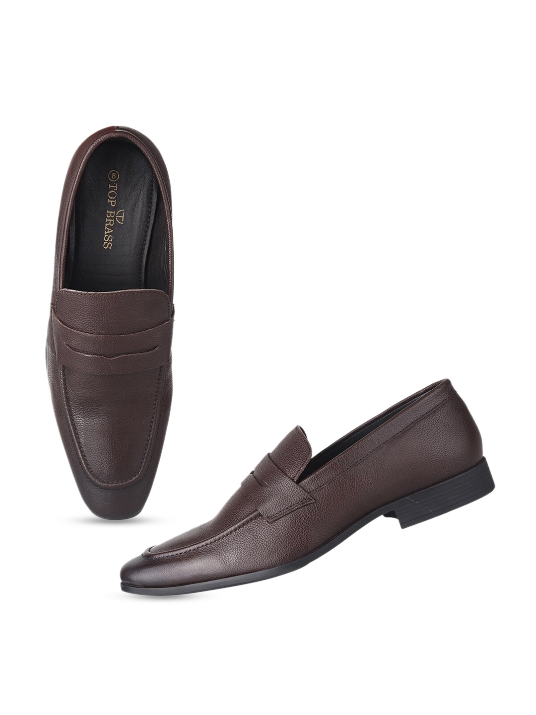 

TOP BRASS Men Leather Formal Loafers, Brown