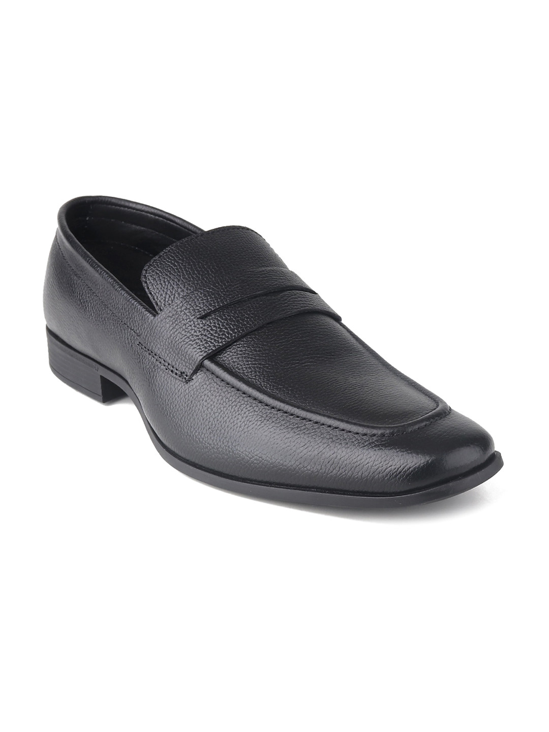 

TOP BRASS Men Square Toe Leather Formal Loafers, Black