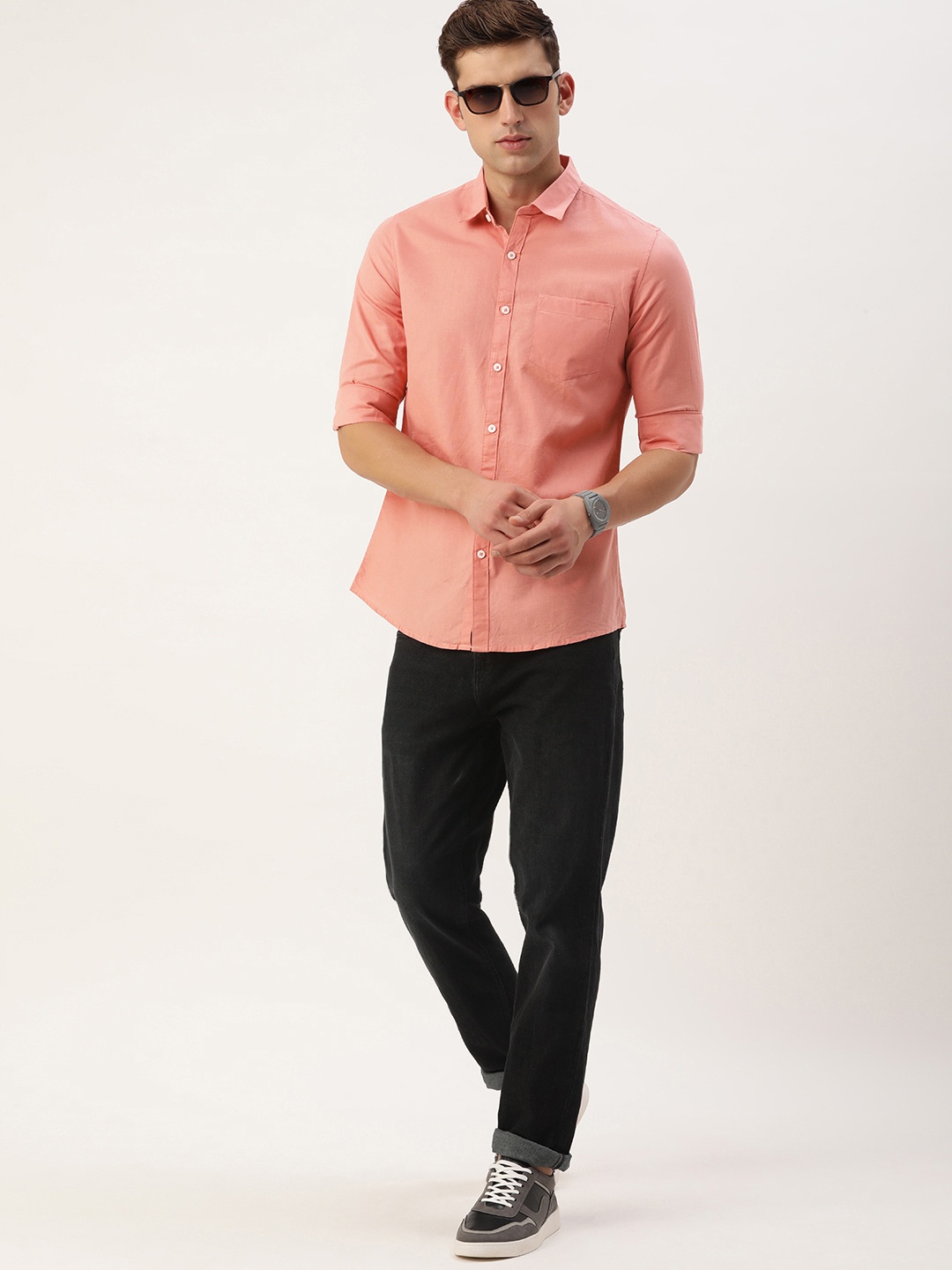 

Harvard Men Slim Fit Opaque Casual Shirt, Pink